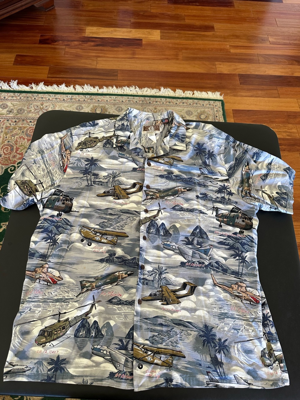 Kalaheo Hawaiin Shirt War Planes Short Sleeve Casual Men’s 2XL